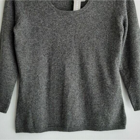 InCASHMERE 100% Cashmere Scoop Neck Sweater Grey Sz M - Picture 3 of 10
